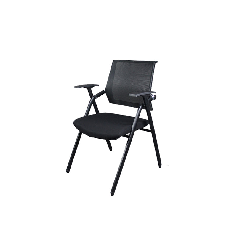 Black Metal Frame Modern Task Chair with Arms Conference Chair with Mid Back