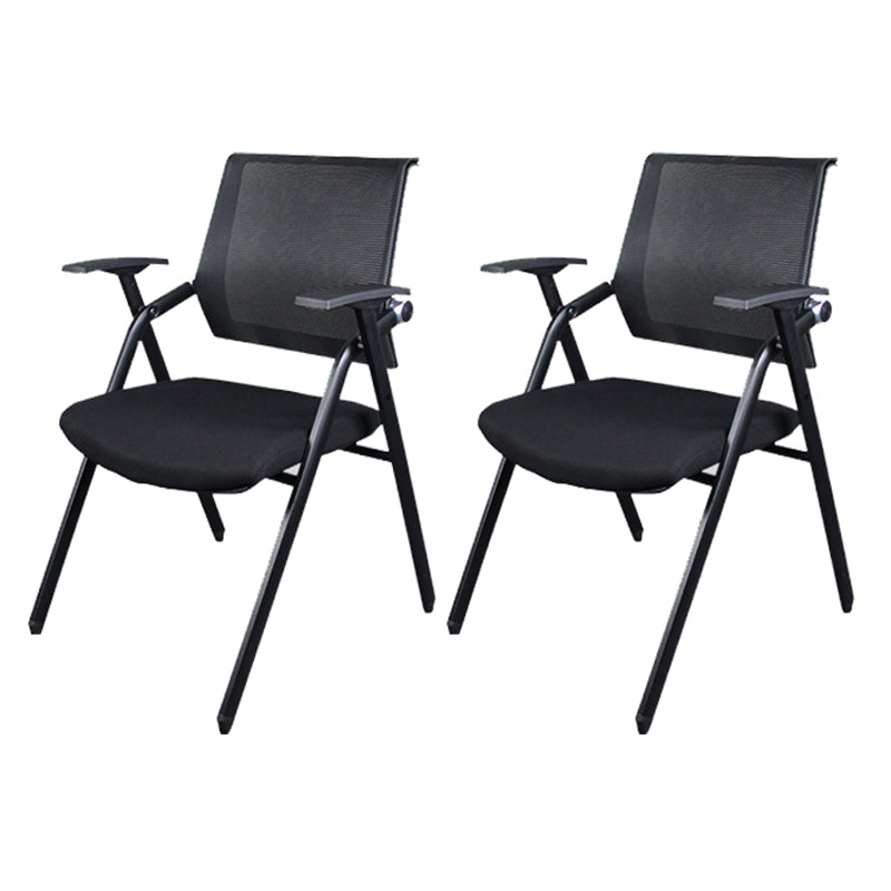 Black Metal Frame Modern Task Chair with Arms Conference Chair with Mid Back