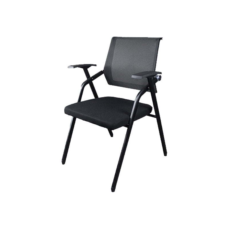 Black Metal Frame Modern Task Chair with Arms Conference Chair with Mid Back