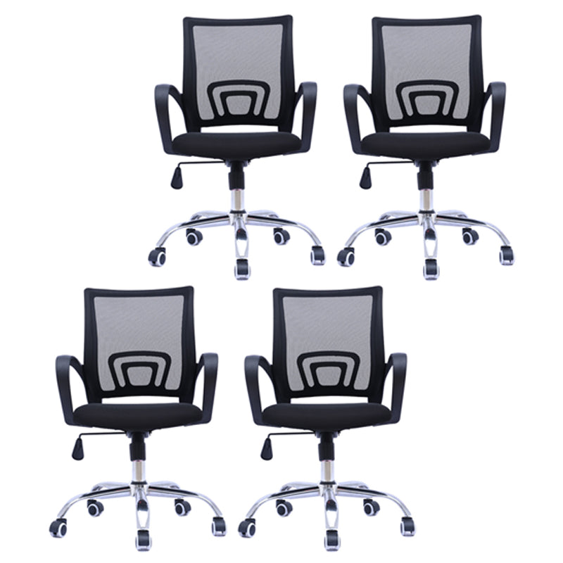 Mid Back Mesh Desk Chair Ergonomic Fixed Arms Chair with Wheels