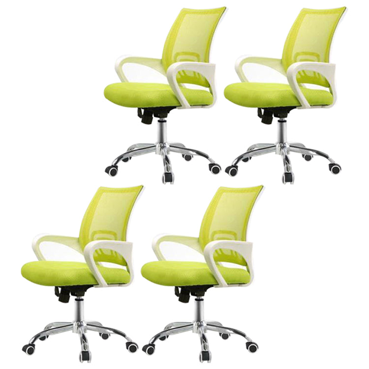 Mid Back Mesh Desk Chair Ergonomic Fixed Arms Chair with Wheels