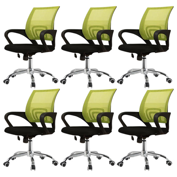 Mid Back Mesh Desk Chair Ergonomic Fixed Arms Chair with Wheels