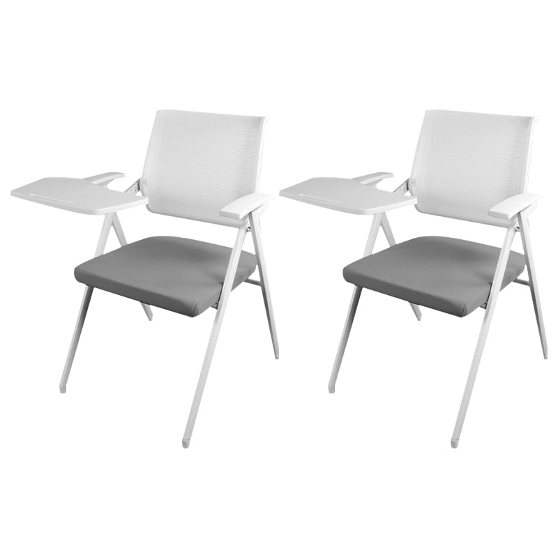 Mid Back Conference Chair with Arms White Metal Frame Modern Computer Office Chair