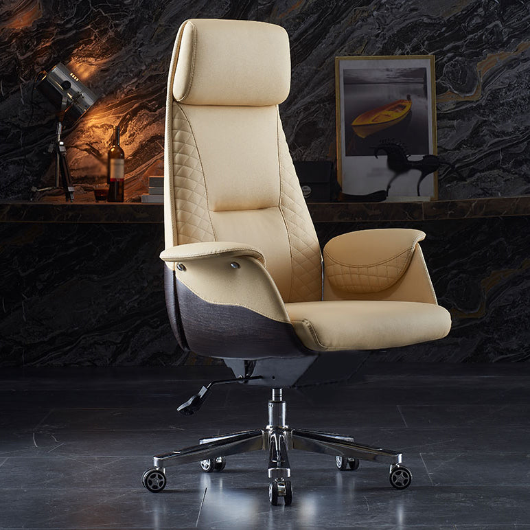 Executive Swivel Task Chair with Wheels Metal Base Contemporary Office Chair