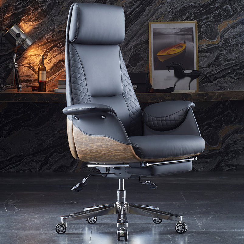 Executive Swivel Task Chair with Wheels Metal Base Contemporary Office Chair