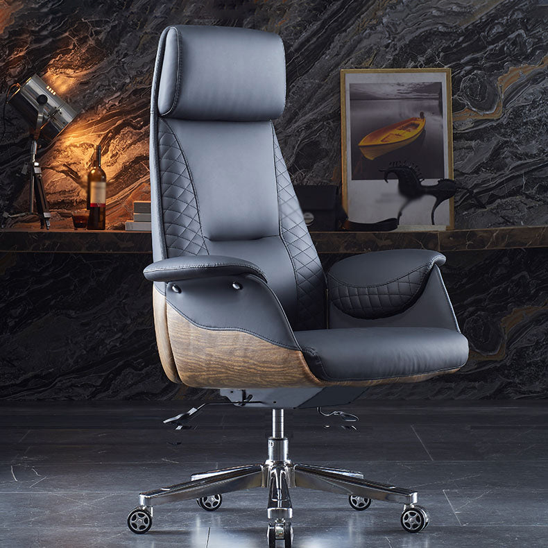 Executive Swivel Task Chair with Wheels Metal Base Contemporary Office Chair