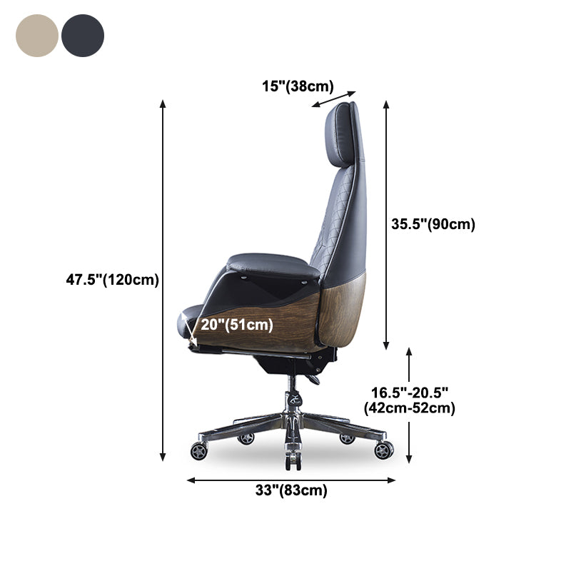 Executive Swivel Task Chair with Wheels Metal Base Contemporary Office Chair