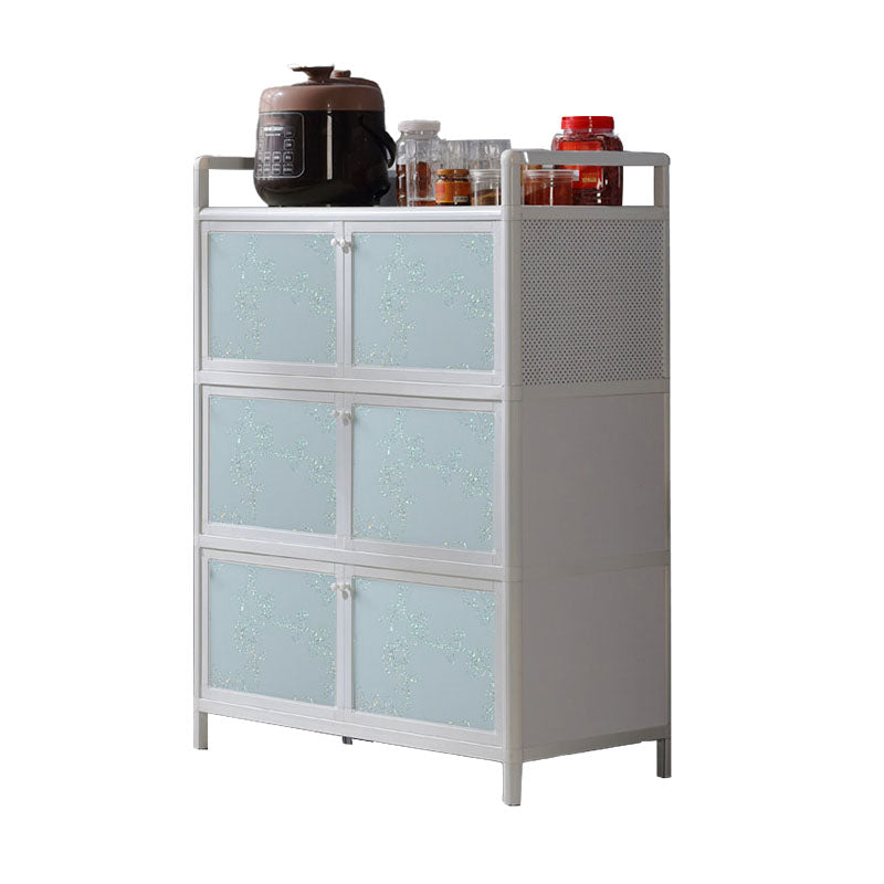 Metal Kitchen Dining Server Contemporary White Dining Server with Glass Doors