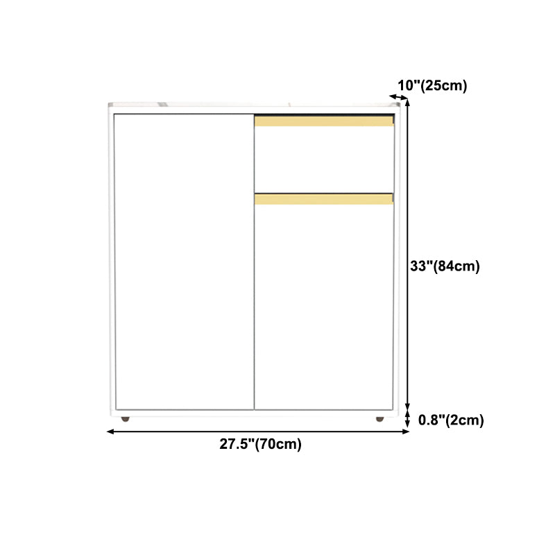 White Modern Server Engineered Wood and Rubber Wood Cabinets with Drawer