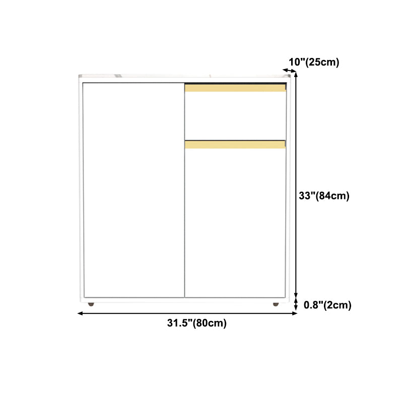 White Modern Server Engineered Wood and Rubber Wood Cabinets with Drawer