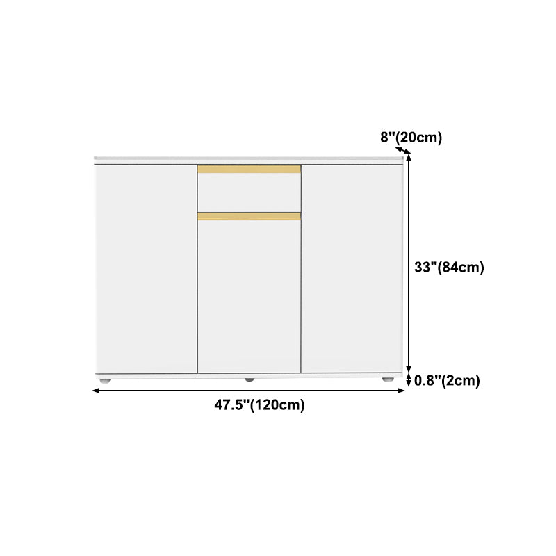 White Modern Server Engineered Wood and Rubber Wood Cabinets with Drawer