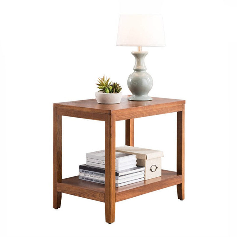 Modern Wood Side Table with no Wheels and Drawers for Living Room