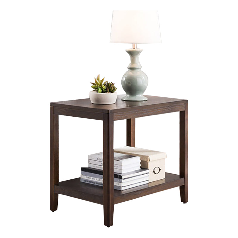 Modern Wood Side Table with no Wheels and Drawers for Living Room