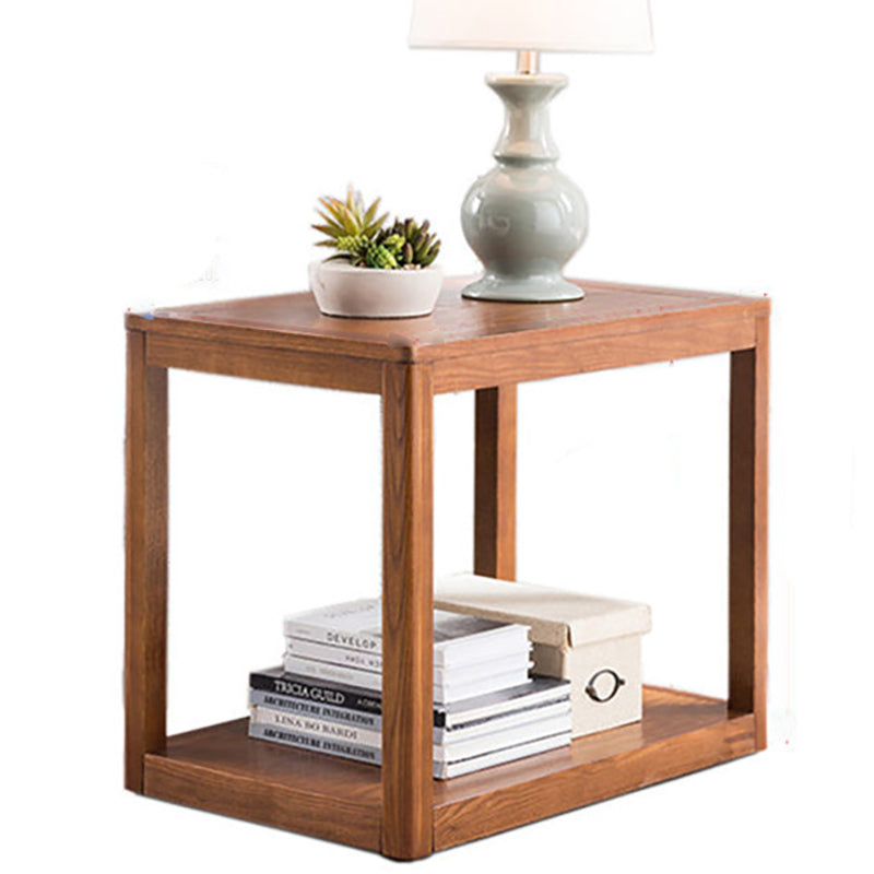 Modern Wood Side Table with no Wheels and Drawers for Living Room