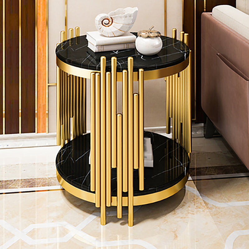 Contemporary Style Round Side End Table Metal Frame Side Table