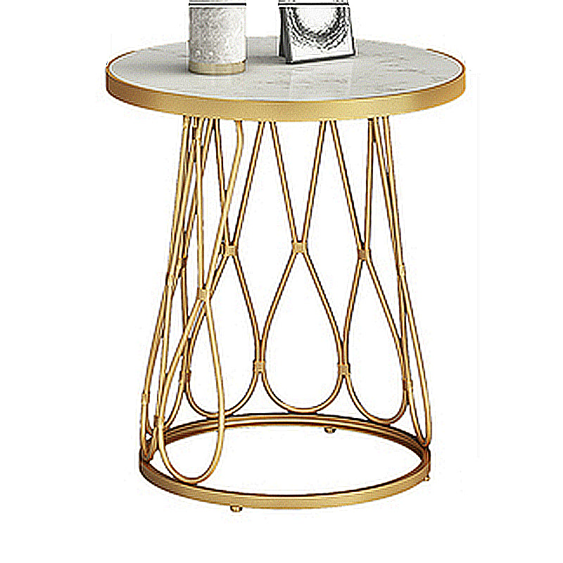 Round Faux Marble Side Table 47"L X 47"W X 62"H Iron Block Side End Snack Table