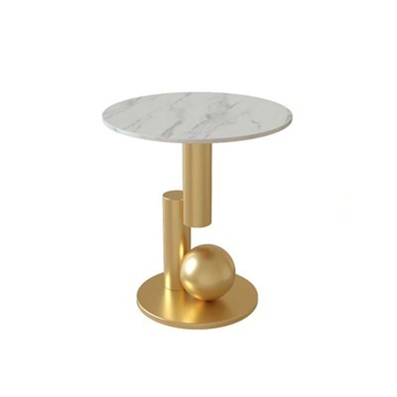 Contemporary Style Round Side Table Novelty End Table with Metal Base