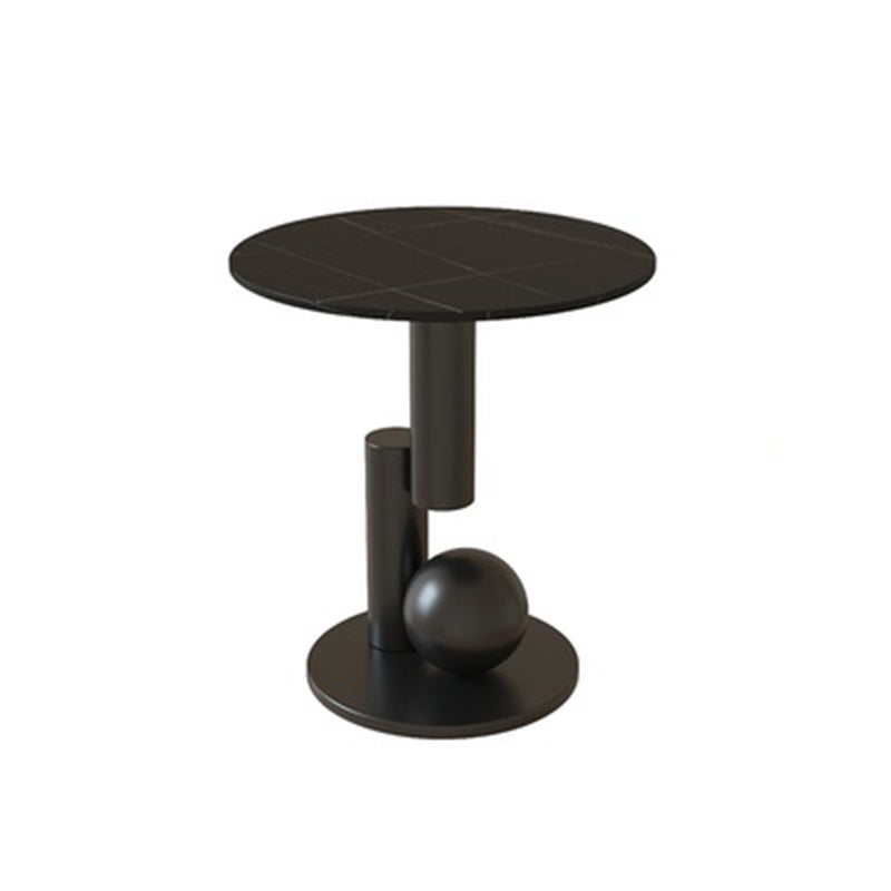 Contemporary Style Round Side Table Novelty End Table with Metal Base