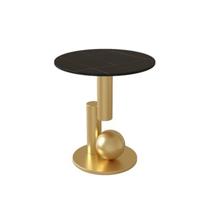 Contemporary Style Round Side Table Novelty End Table with Metal Base