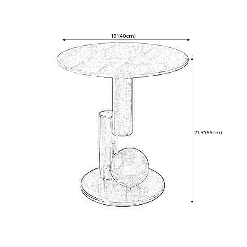 Contemporary Style Round Side Table Novelty End Table with Metal Base