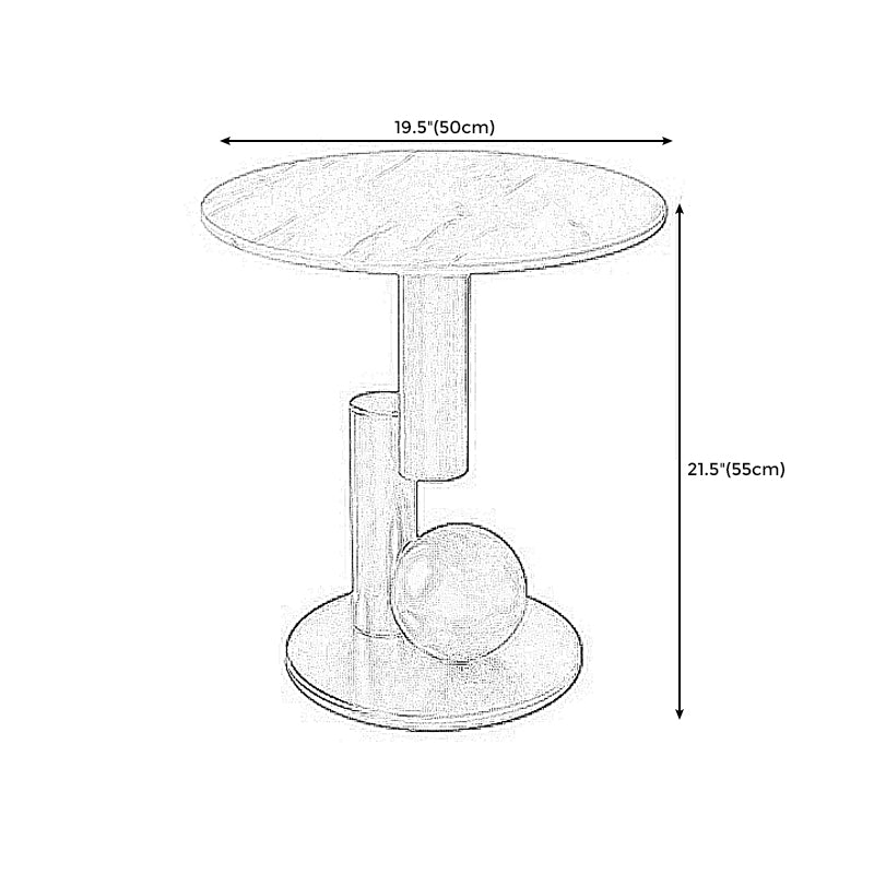 Contemporary Style Round Side Table Novelty End Table with Metal Base