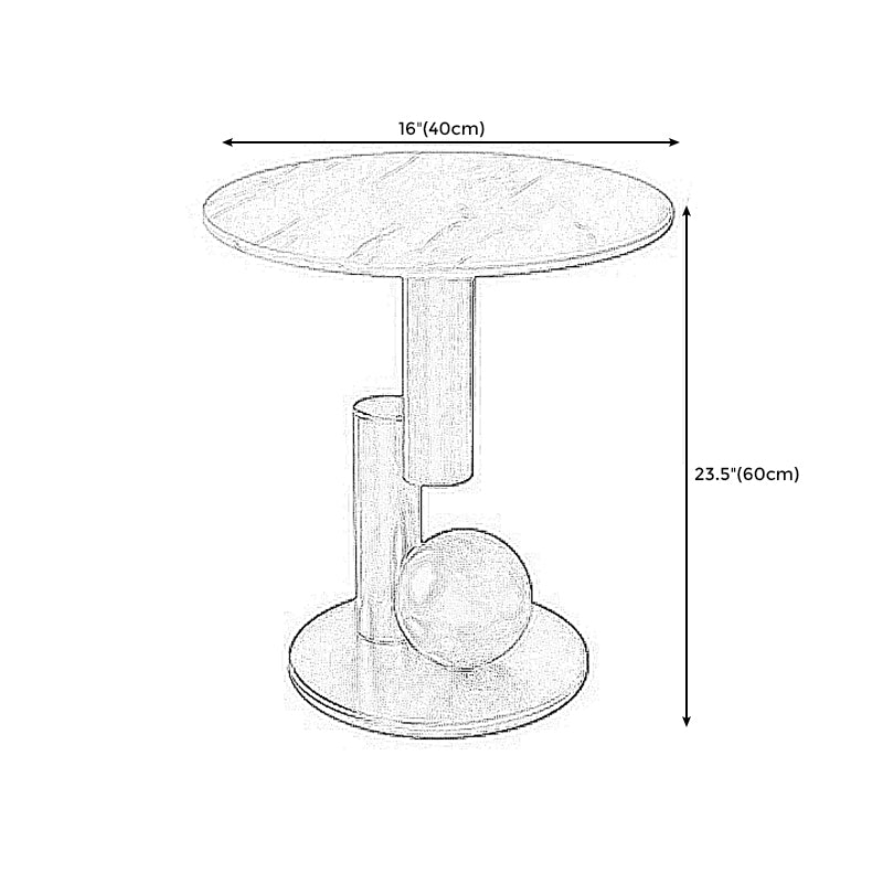 Contemporary Style Round Side Table Novelty End Table with Metal Base