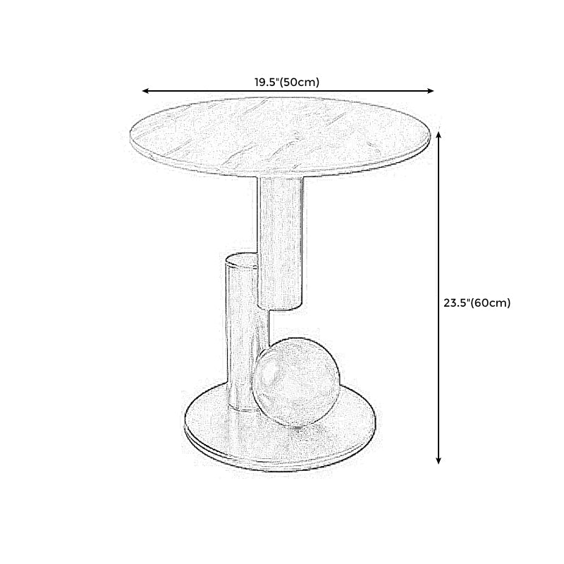 Contemporary Style Round Side Table Novelty End Table with Metal Base