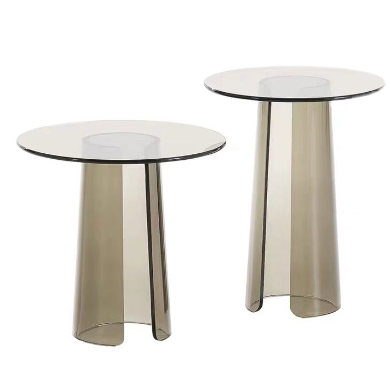 Contemporary Round Side End Table, Clear Pedestal End Table for Living Room