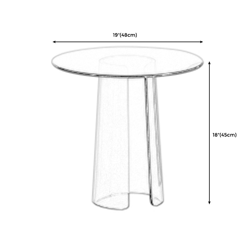 Contemporary Round Side End Table, Clear Pedestal End Table for Living Room