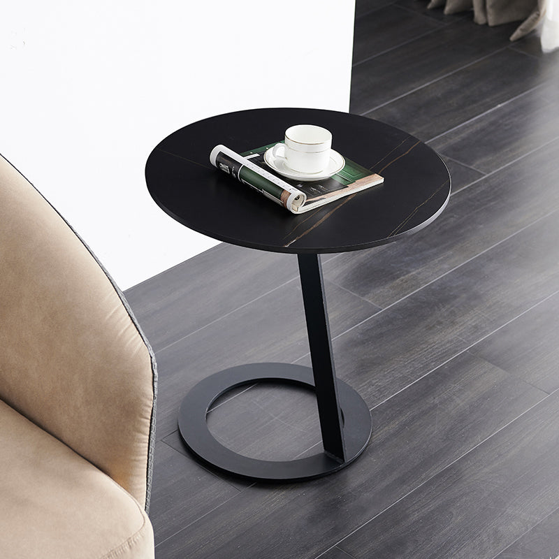 Round Stone Top Side End Table Frame Sofa Side End Table for Living Room