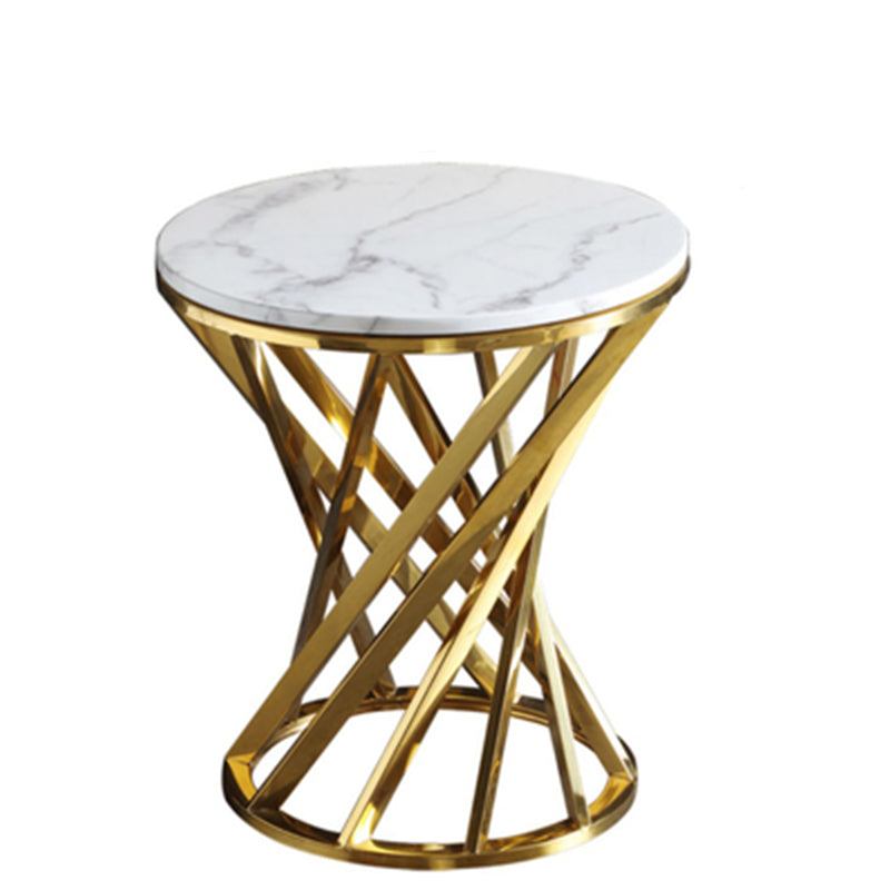 Round Stone Top Side End Table Frame Sofa Side End Table for Living Room