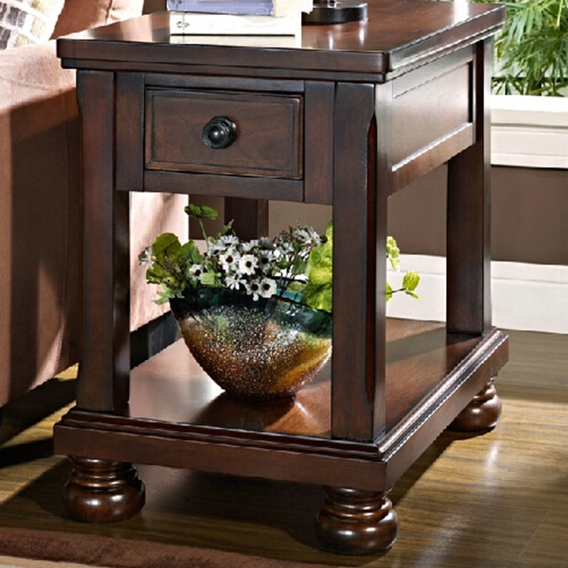 Traditional Ashwood Side End Table Lacquered Sofa End Table for Living Room