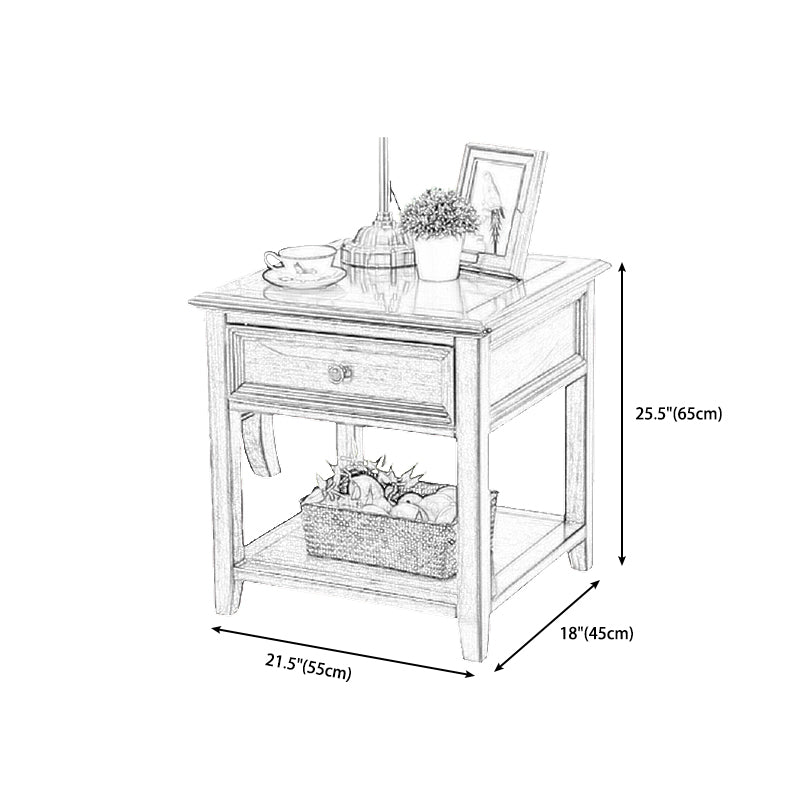 Traditional Ashwood Side End Table Lacquered Sofa End Table for Living Room