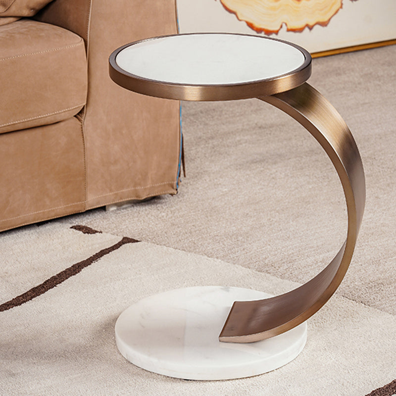 Marble Top End Table C Shape Sofa Side End Table for Living Room