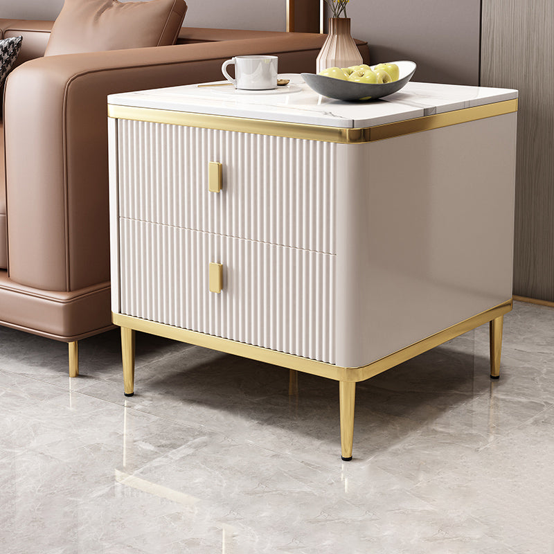 Gorgeous Wood Four-Leg Side Table with Two Drawers for Living Room