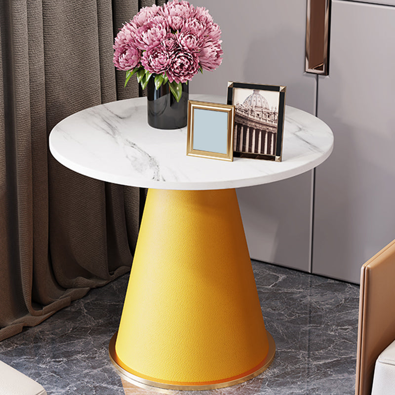 24" L X 24" W Modern Round Side Table with Metal Pedestal Leg