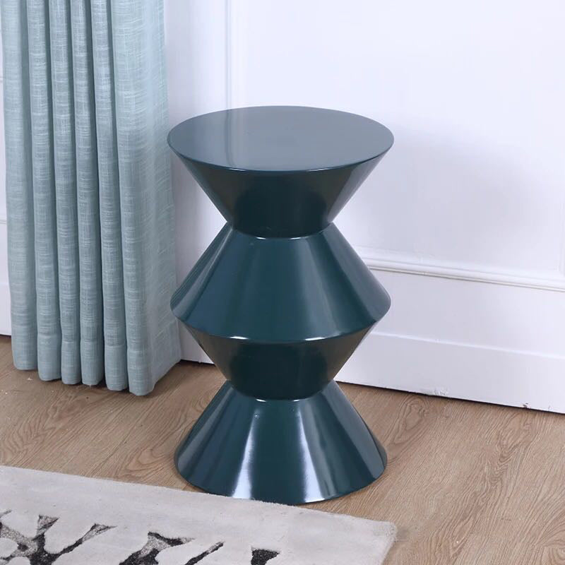 Mid-Century Modern Round Top Sofa Side Table Abstract End Table for Living Room