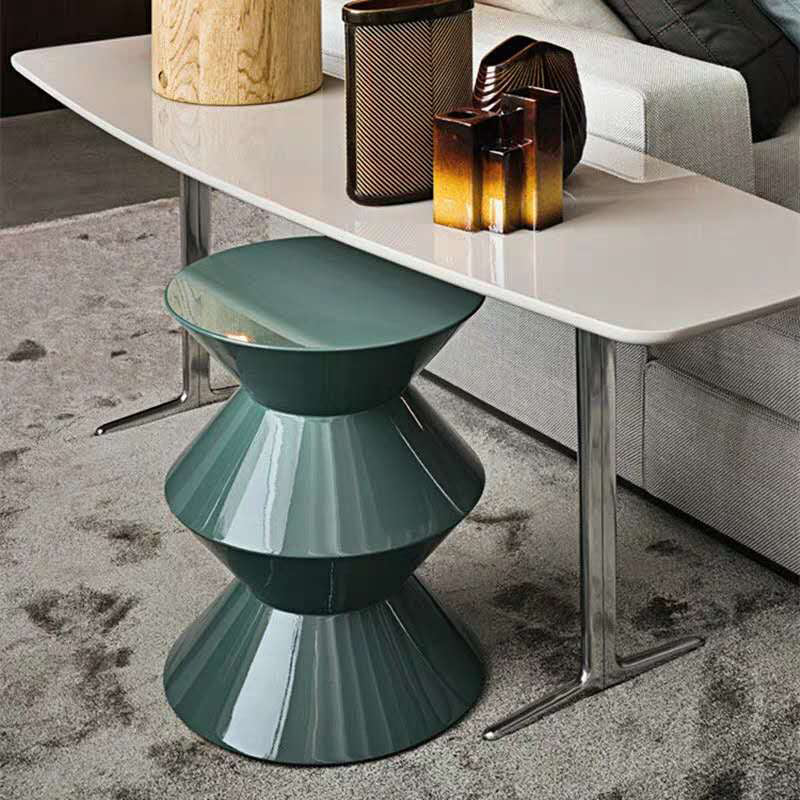 Mid-Century Modern Round Top Sofa Side Table Abstract End Table for Living Room