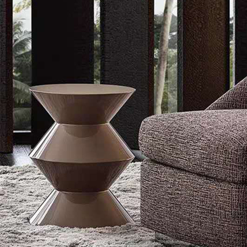 Mid-Century Modern Round Top Sofa Side Table Abstract End Table for Living Room