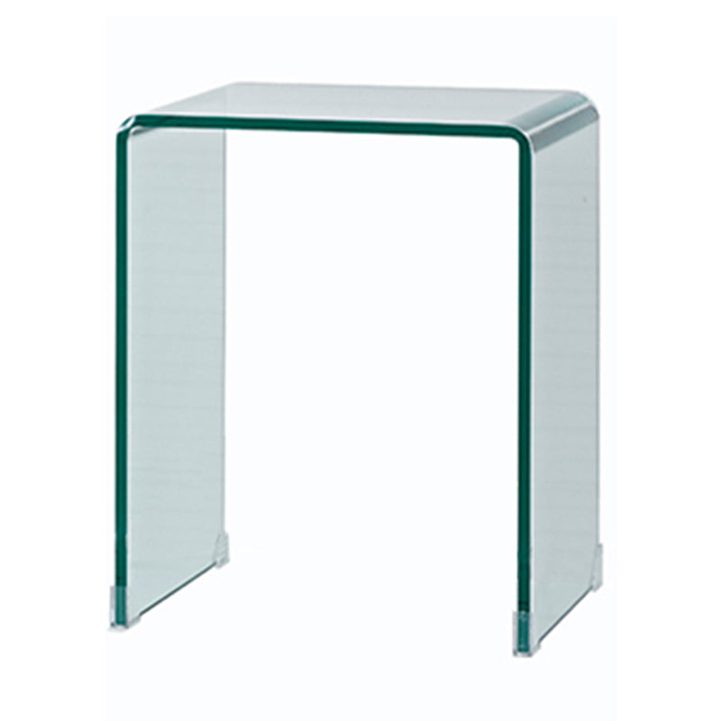 Modern Clear/Smoky Glass Sofa Side Table Rectangular Sled End Table