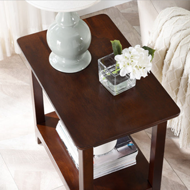 Country Wooden Table Top End Table One Shelf Side Table With Four Legs