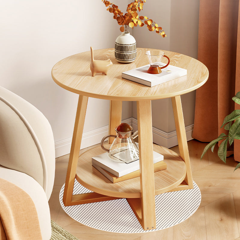 21.7" Wood Accent Accent Side Table, Solid Wood in Natural Finish