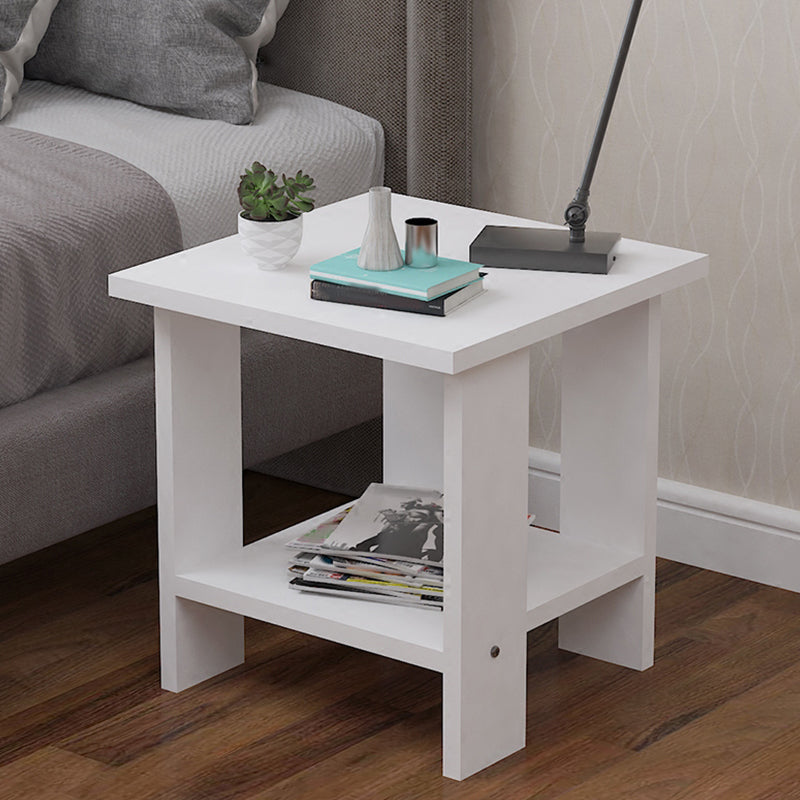 Contemporary Wooden Side Table One Shelf End Table With Four Legs