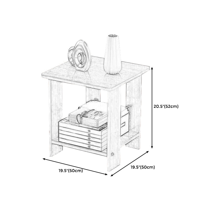 Contemporary Wooden Side Table One Shelf End Table With Four Legs