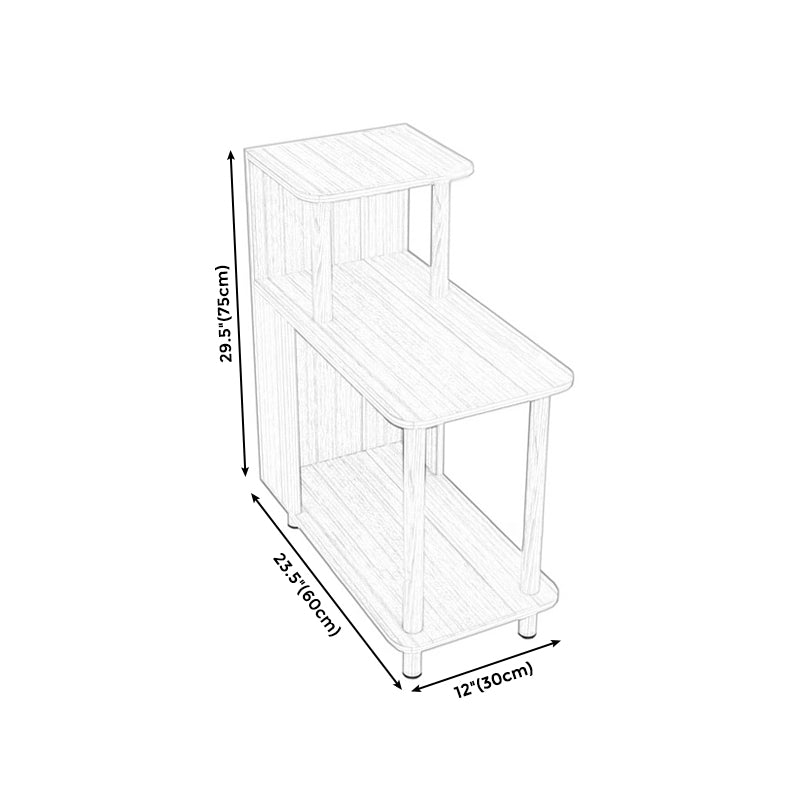 Modern Square 29.53" Tall Wood 4 Legs Side Table with Shelves