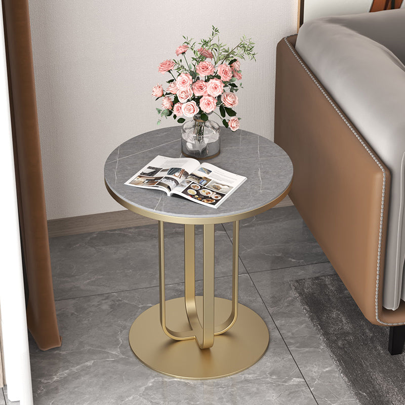 Metal End Table 21.65" Tall Modern Round Pedestal Side Table for Living Room