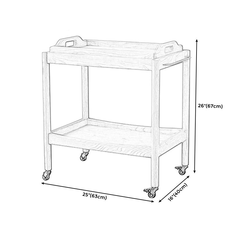 Rectangular Solid Wood Side Table Farmhouse 17" Wide Side Table with Wheels