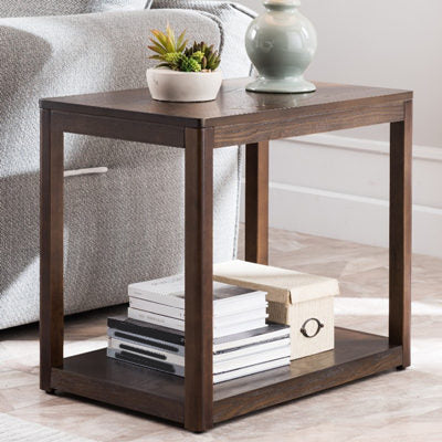 Ashwood Double Tier End Table Contemporary Rectangular Side Table for Living Room