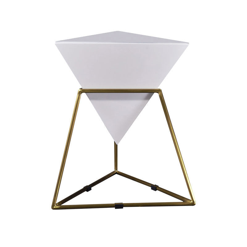 Metal Frame Triangle End Table,21.6"H Gloss Modern Side Table