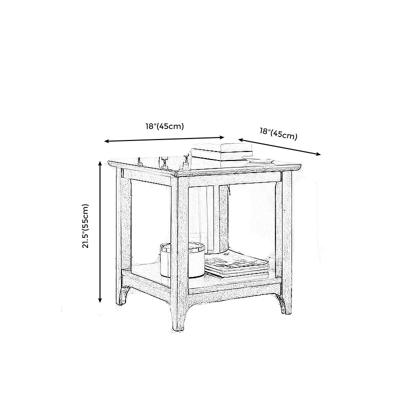 Farmhouse Solid Wood End Table Rectangular Side Table with Shelf